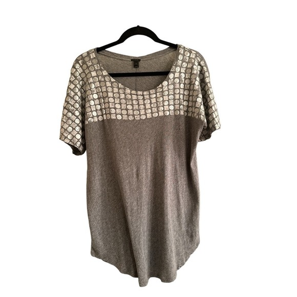 J. Crew Women's Short Sleeve Geometric Cotton Modal Pullover Tee Size S Gray - Picture 2 of 7